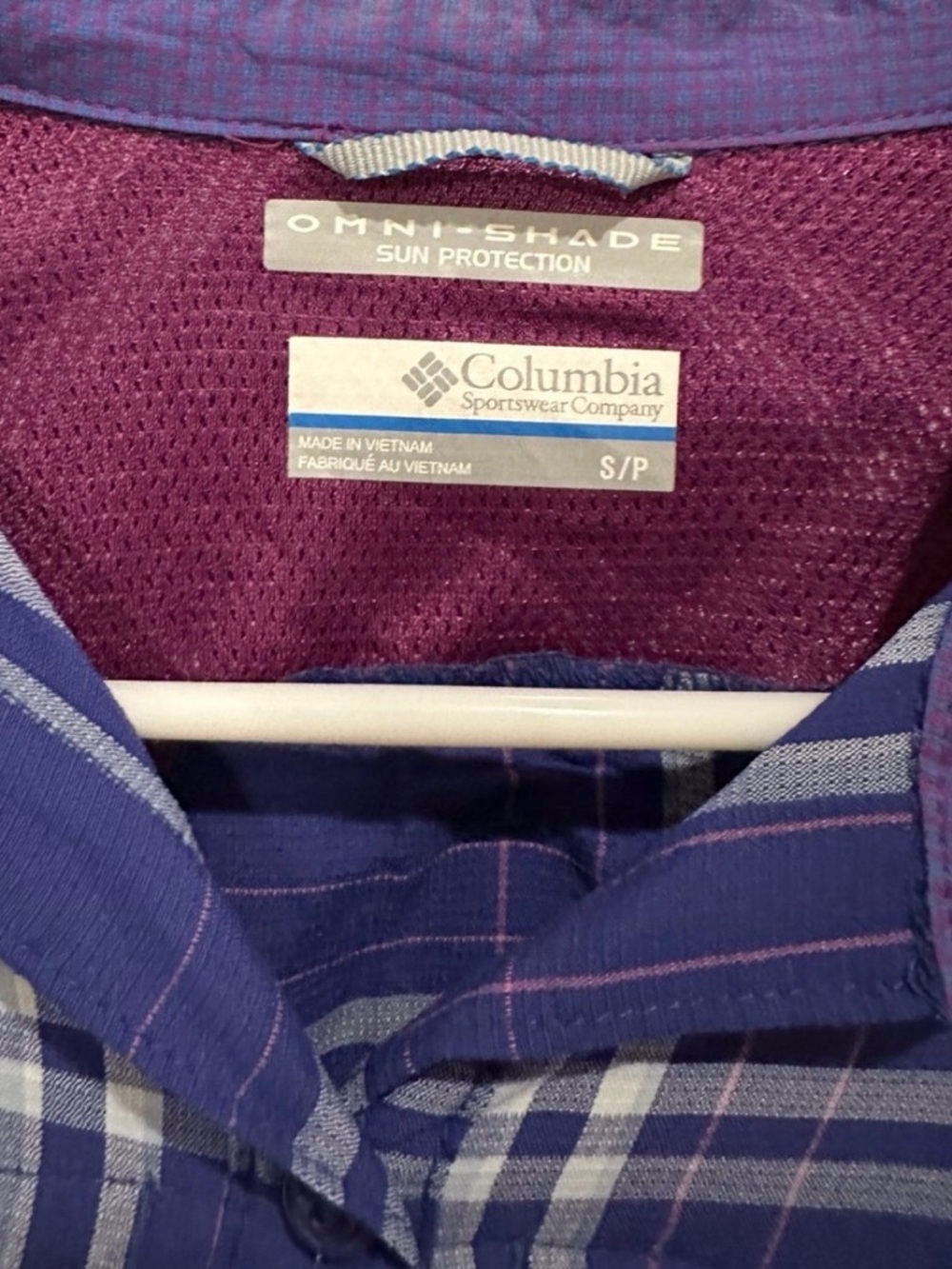 Columbia Omni-Shade UPF 40 Plaid Hiking Shirt Women’s Small Blue Purple NWT - Picture 7 of 7